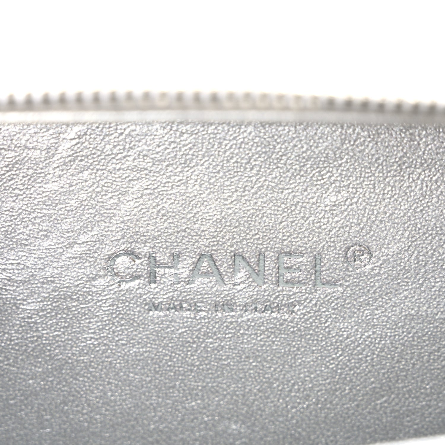 Metallic Caviar Quilted Small CC Filigree Vanity Case Silver