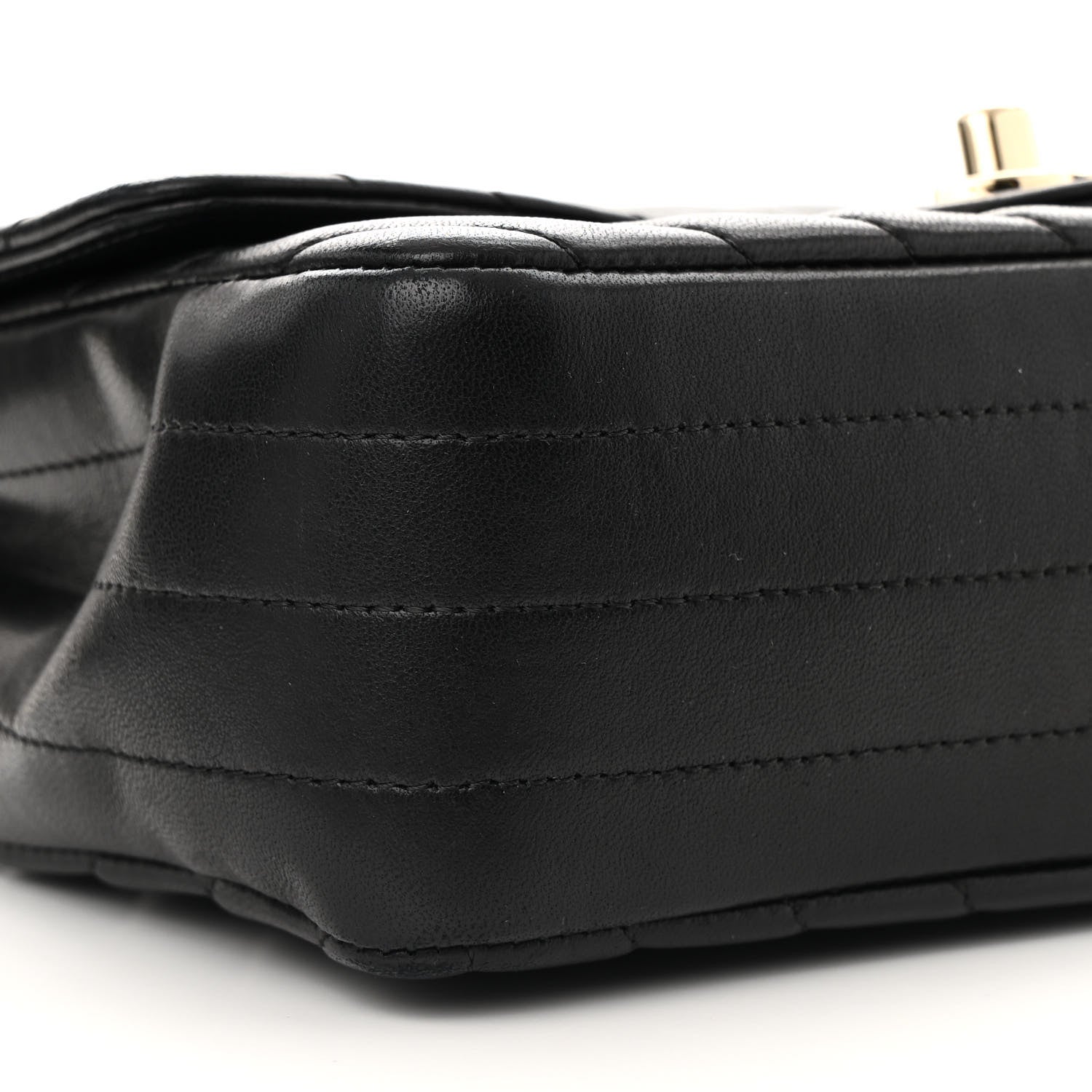 Lambskin Chevron Quilted Mini Rectangular Flap Black