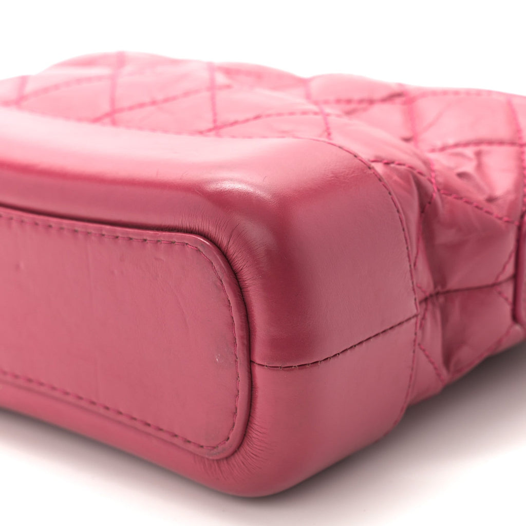 Aged Calfskin Quilted Small Gabrielle Hobo Dark Pink