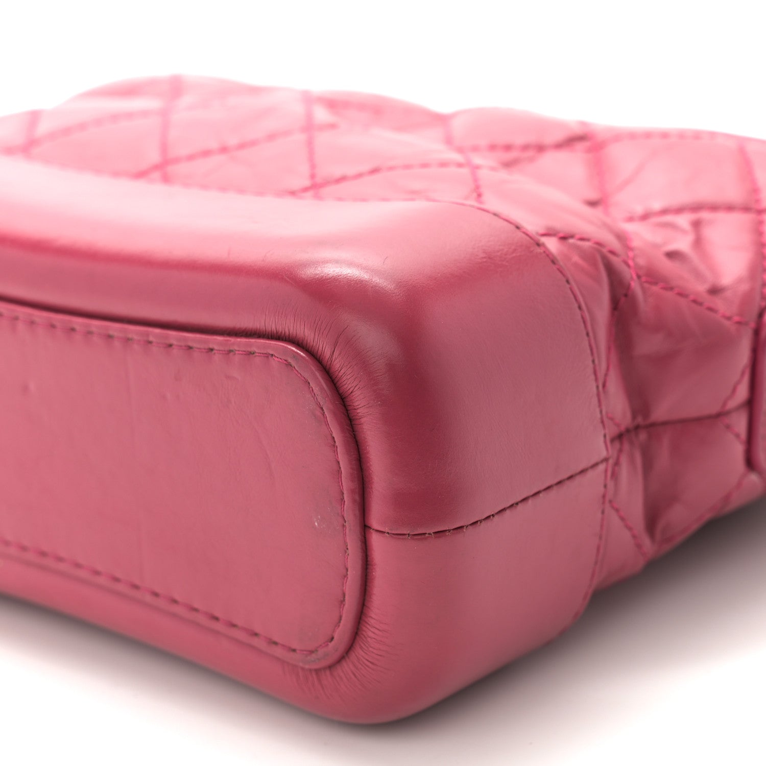 Aged Calfskin Quilted Small Gabrielle Hobo Dark Pink