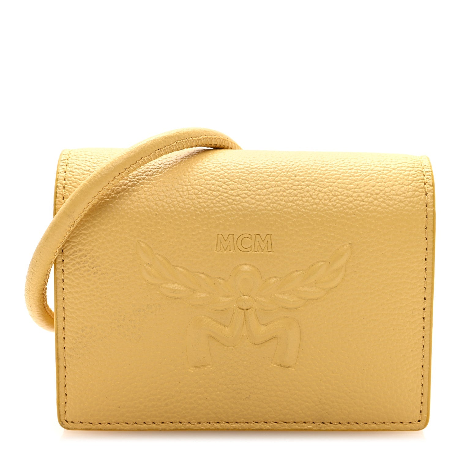 Calfskin Logo Embossed  Case On Strap Yellow