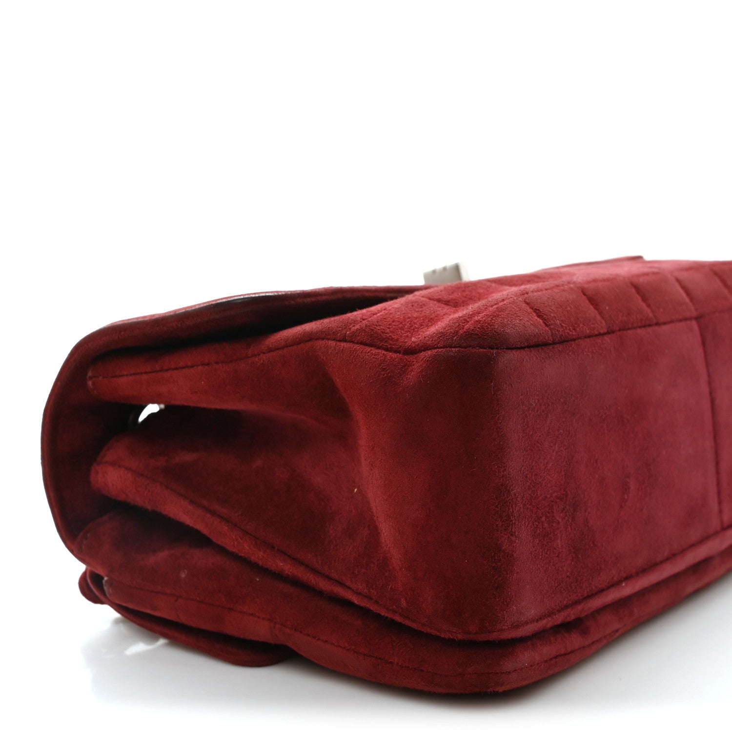 Suede Chocolate Bar Mademoiselle Flap Dark Red