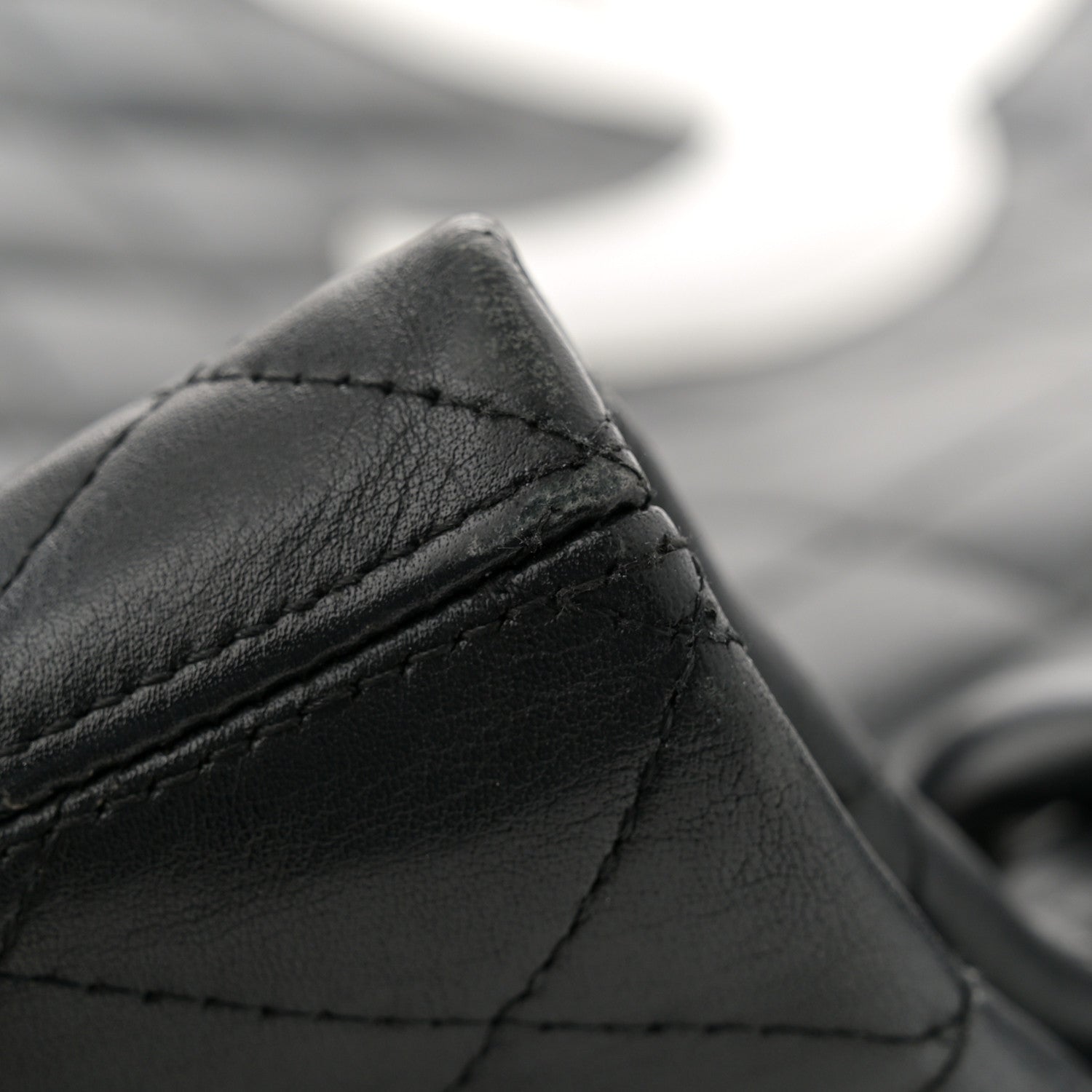 Calfskin Quilted Large Cambon Tote Black White