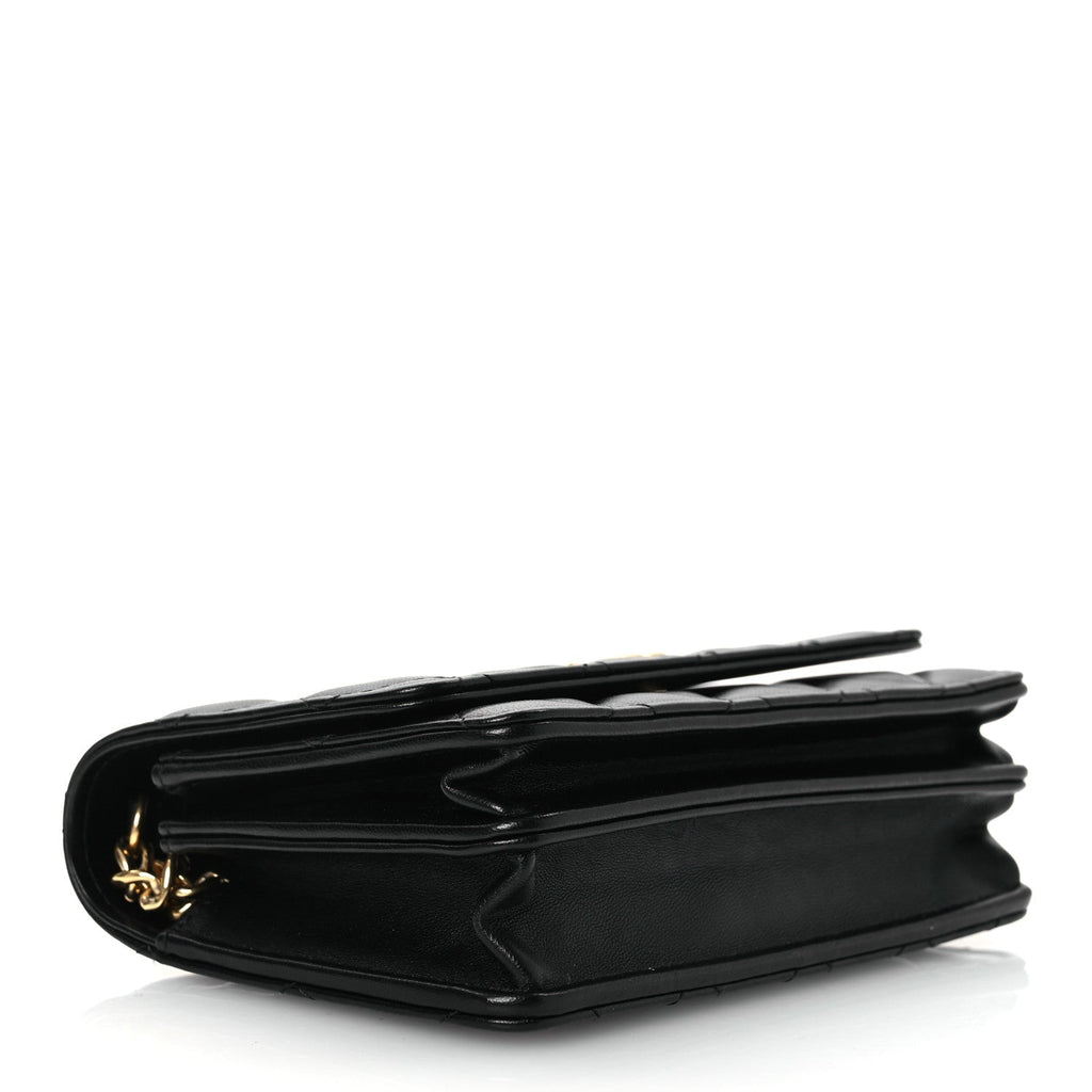 Lambskin Quilted CC Pearl Enamel Clutch on Chain WOC Black