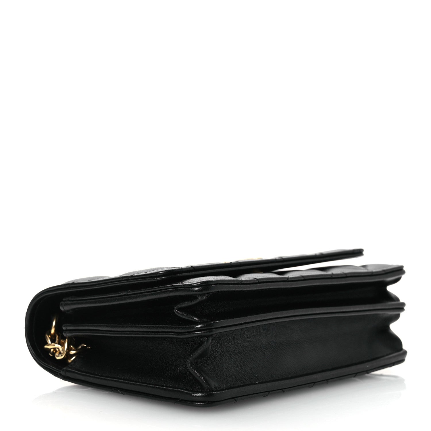 Lambskin Quilted CC Pearl Enamel Clutch on Chain WOC Black
