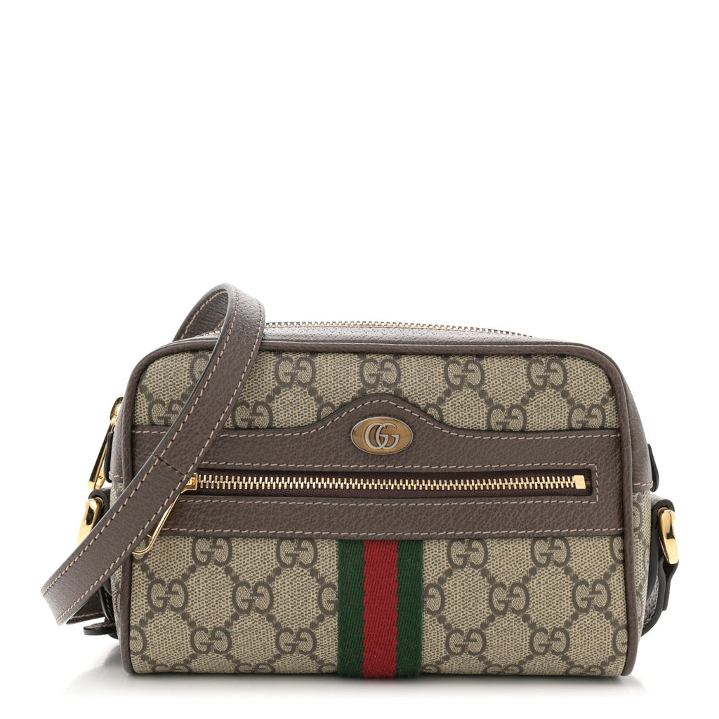 GG Supreme Monogram Web Mini Ophidia Shoulder Bag Brown