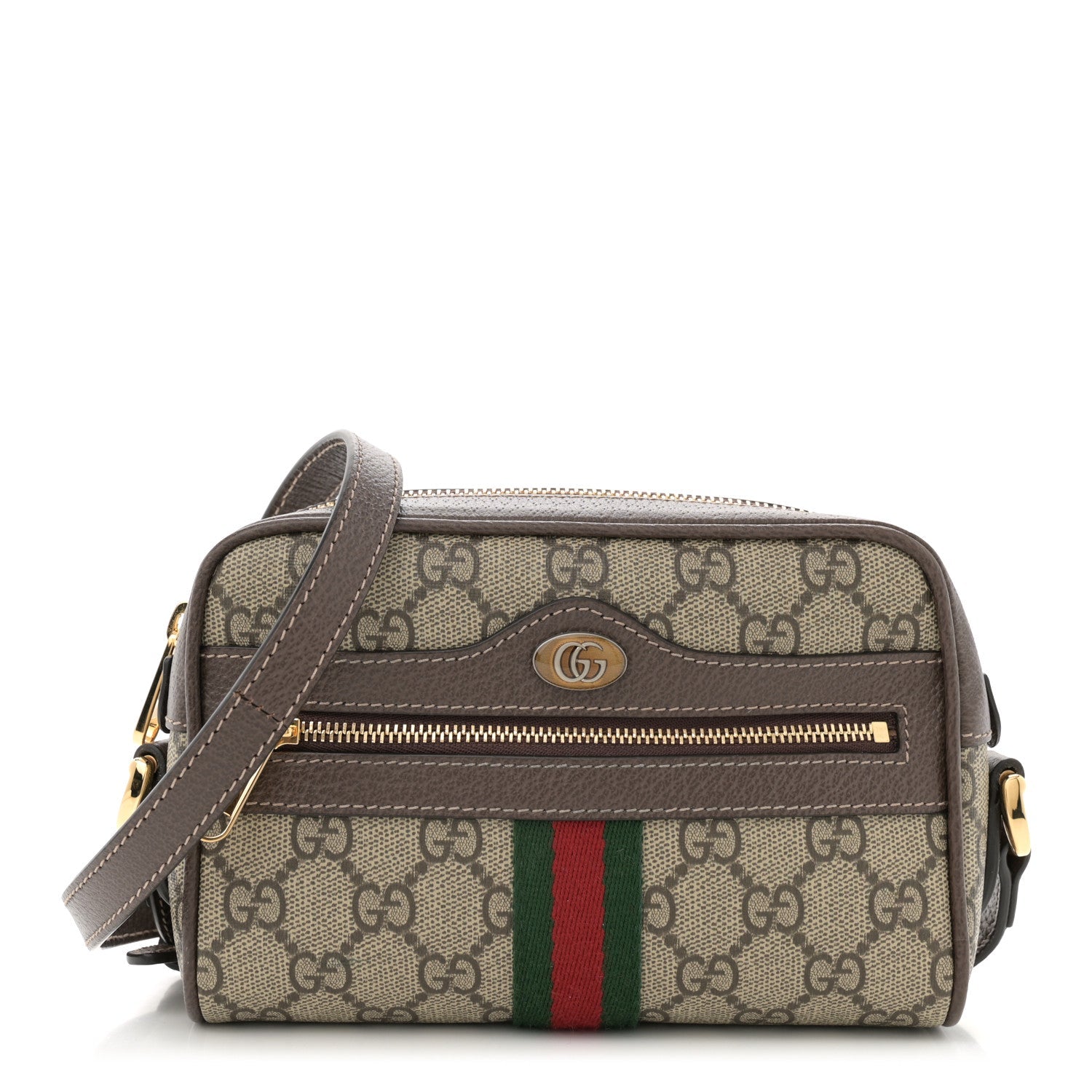 GG Supreme Monogram Web Mini Ophidia Shoulder Bag Brown