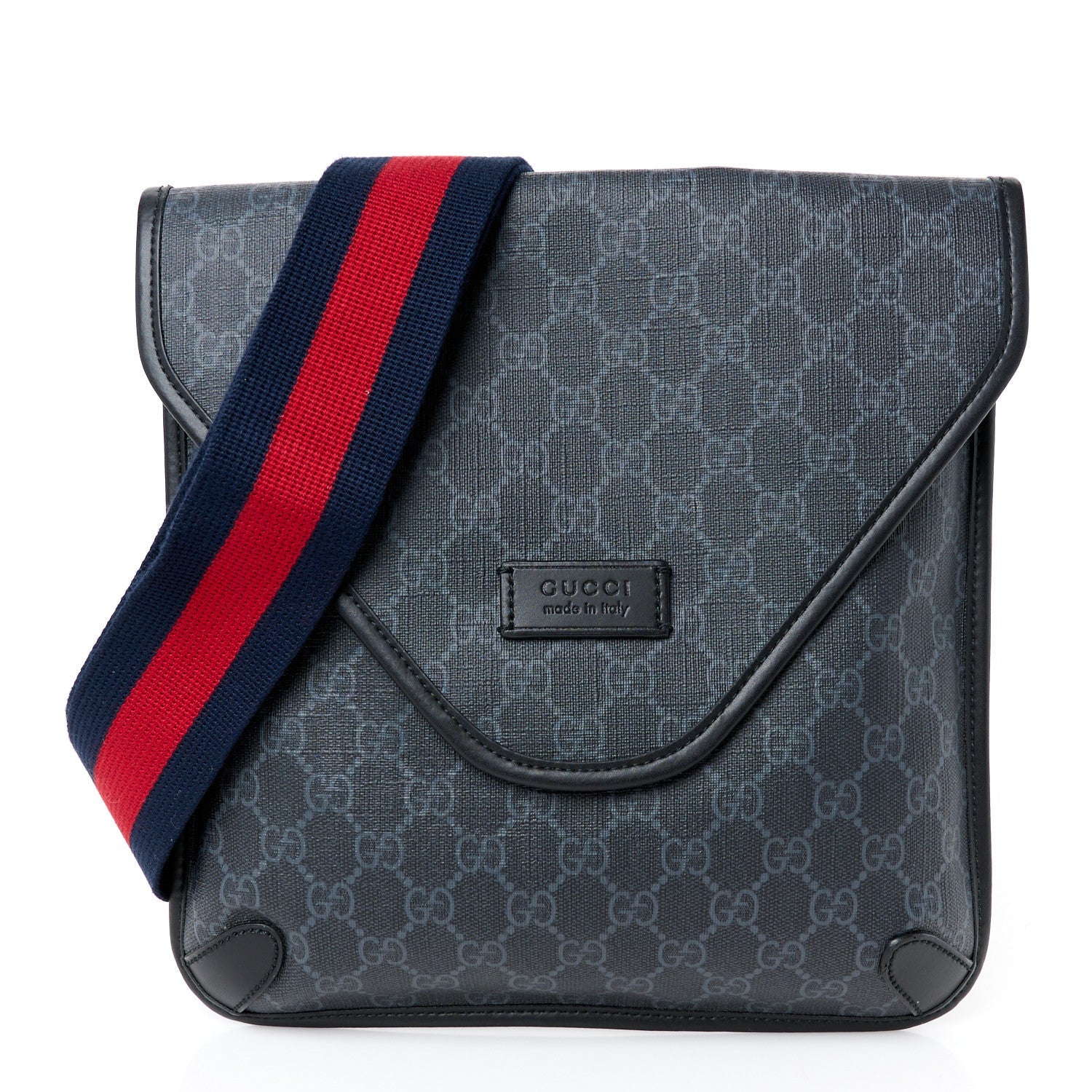 GG Supreme Monogram Web Medium Messenger Bag Black Grey