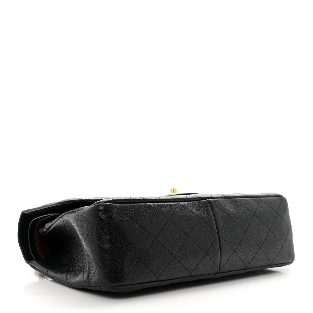 Caviar Quilted Jumbo Double Flap Black