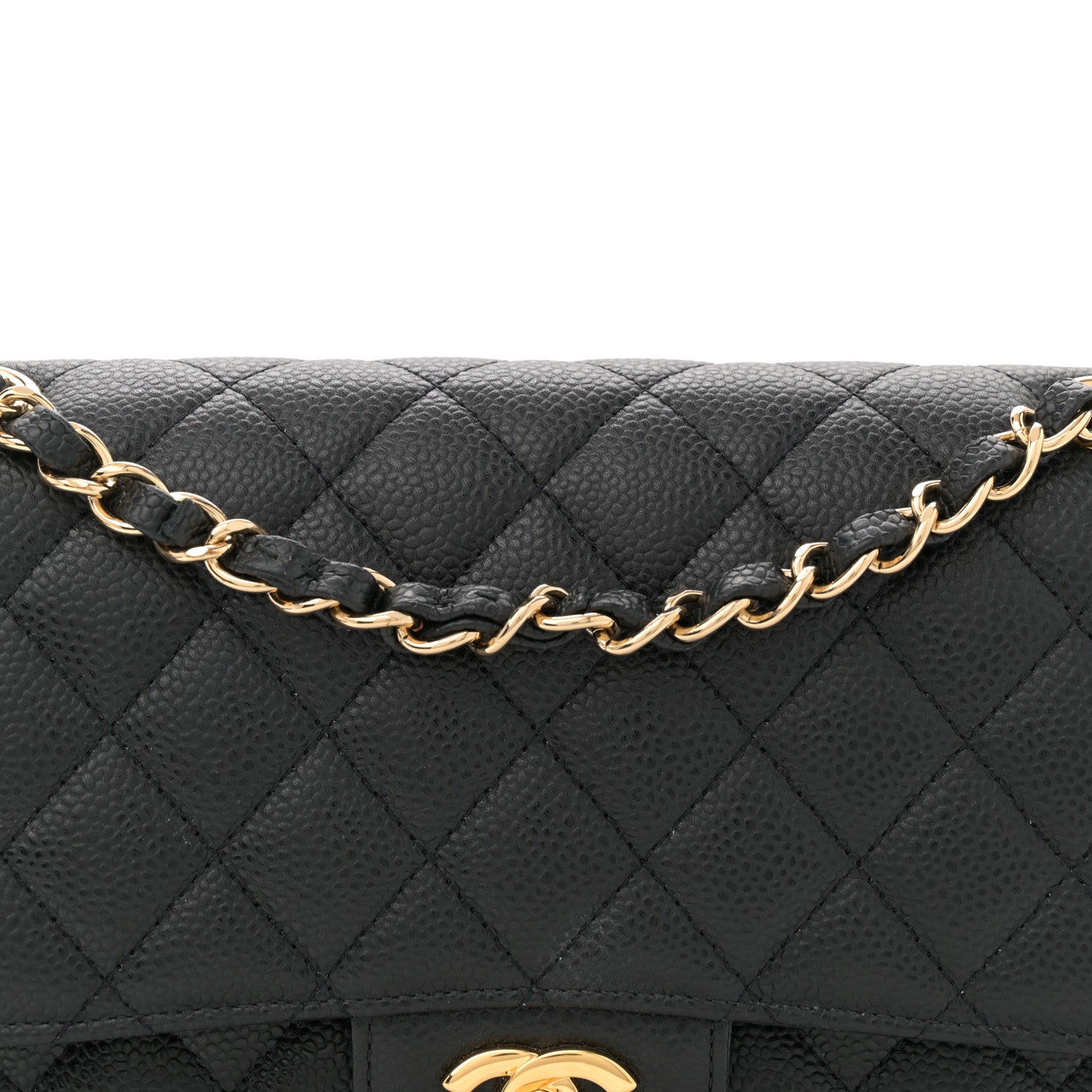Caviar Quilted Medium Double Flap Black