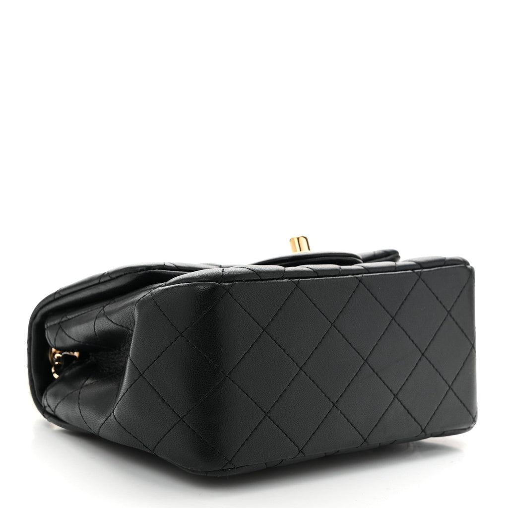 Lambskin Quilted Mini Square Flap Black