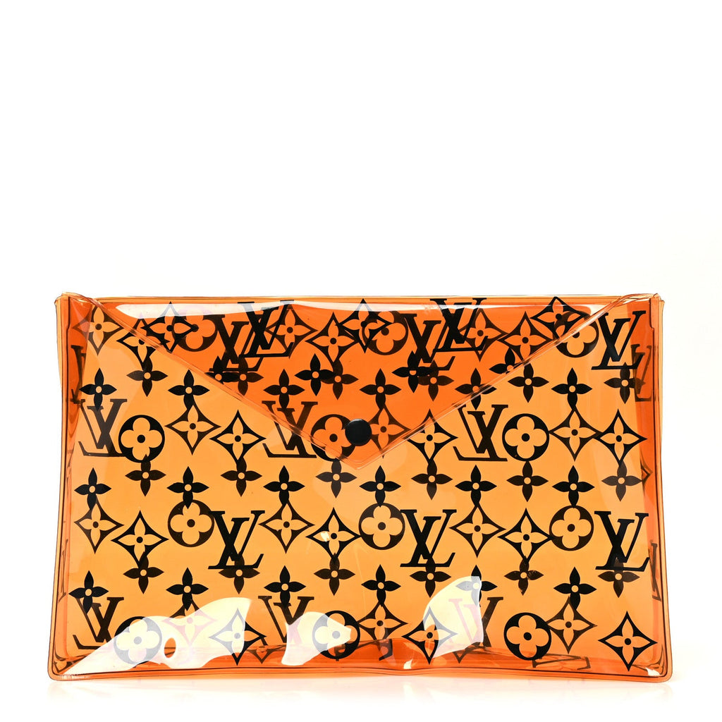 PVC Monogram Printed Envelope Pouch Orange