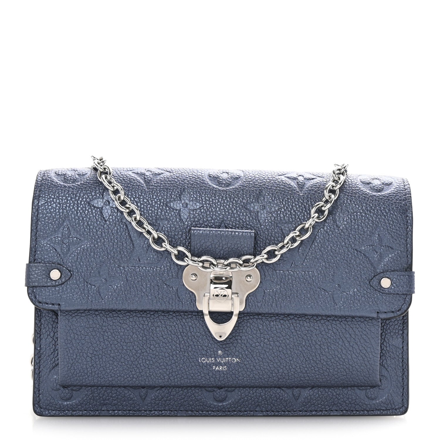 Metalli Empreinte Monogram Vavin Chain Wallet Navy Nacre