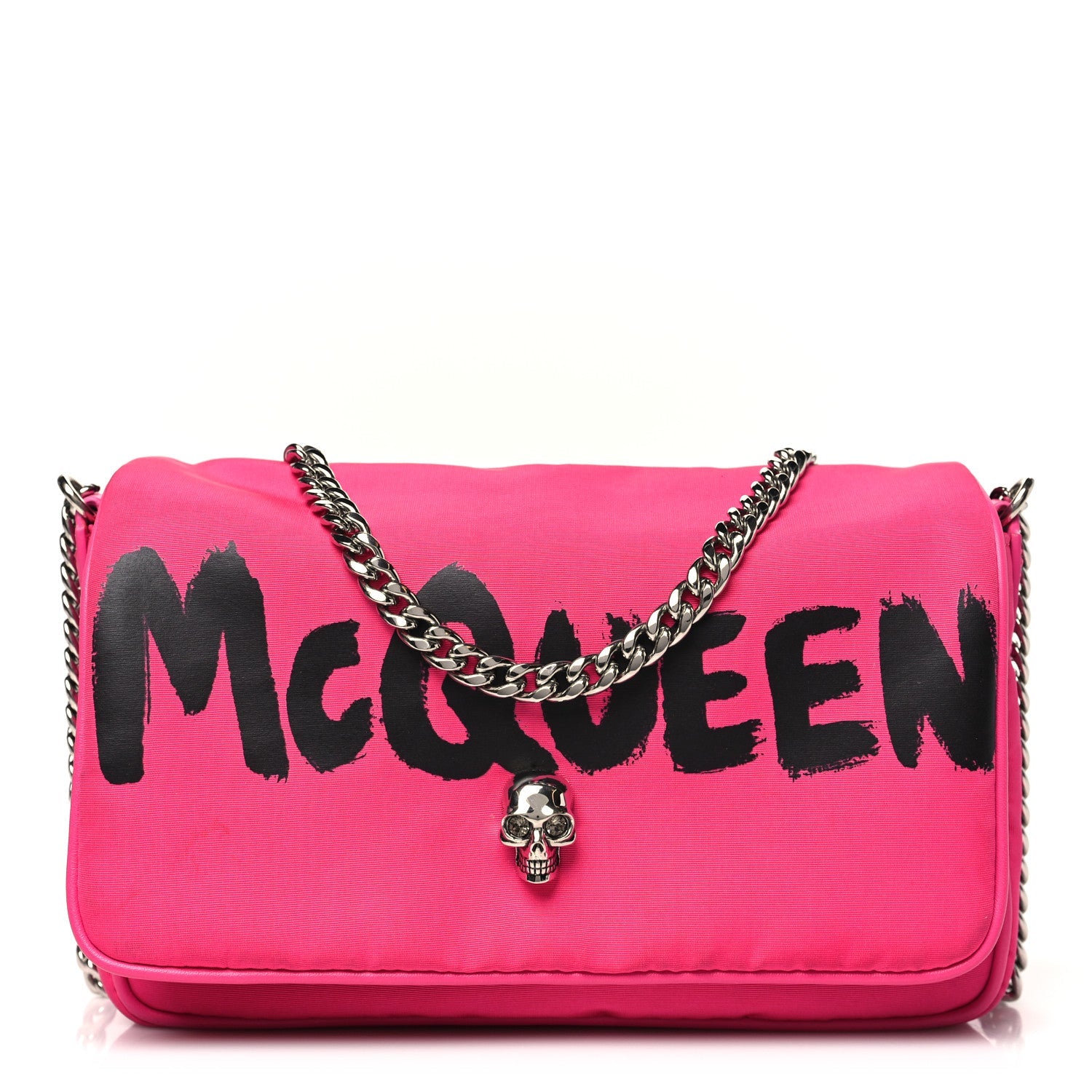 Nylon Graffiti Skull Small Crossbody Bag Pink