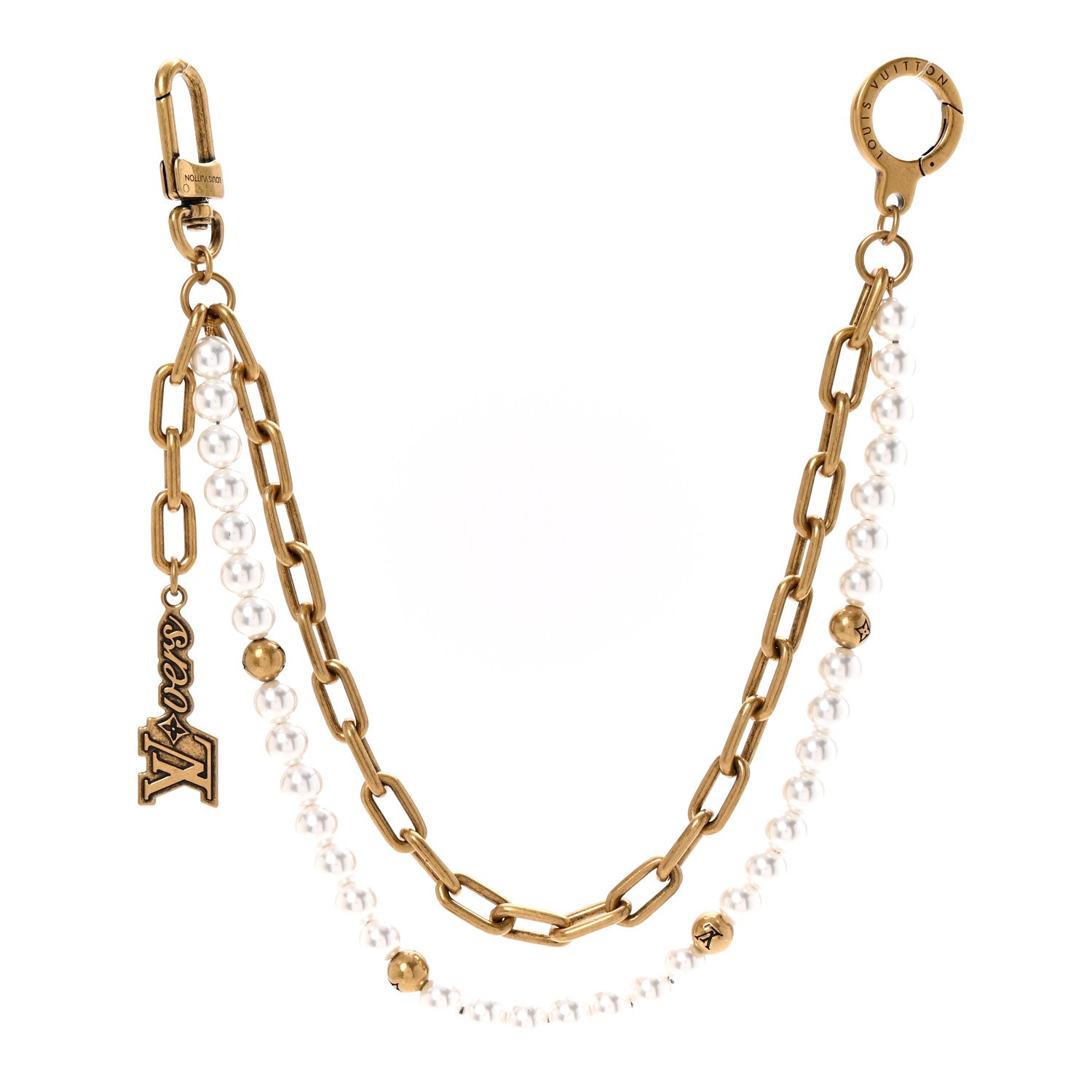 Chain Belt Pearls Bag Charm Gold