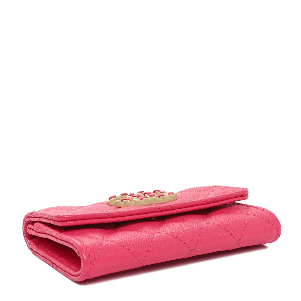 Caviar Quilted Chain CC Flap  Holder Dark Pink