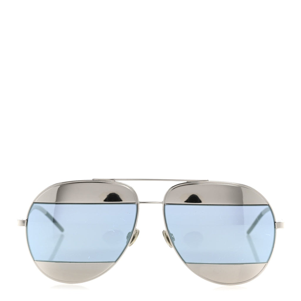 Split 1 Aviator Sunglasses Silver Blue
