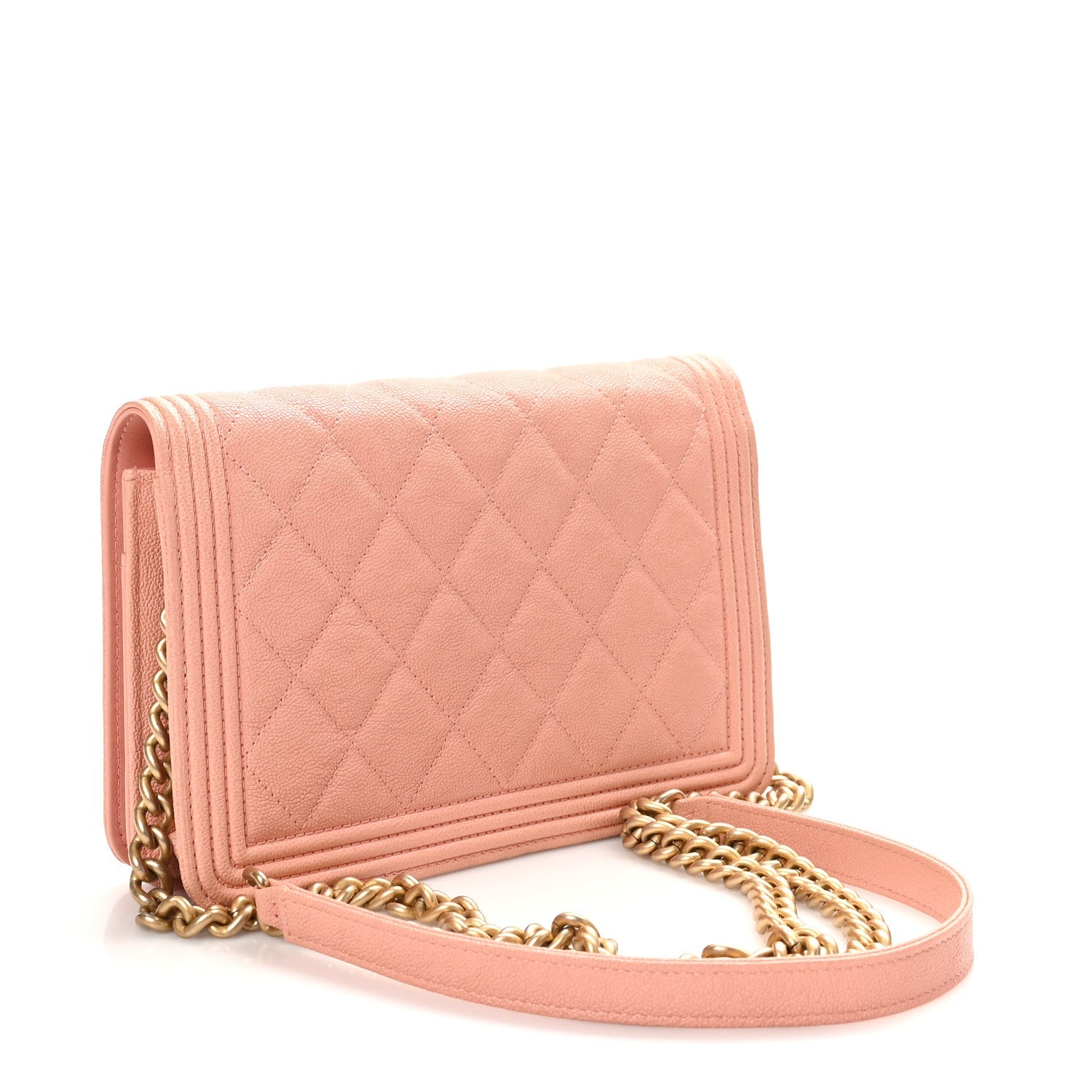 Caviar Quilted Boy Wallet On Chain WOC Pink