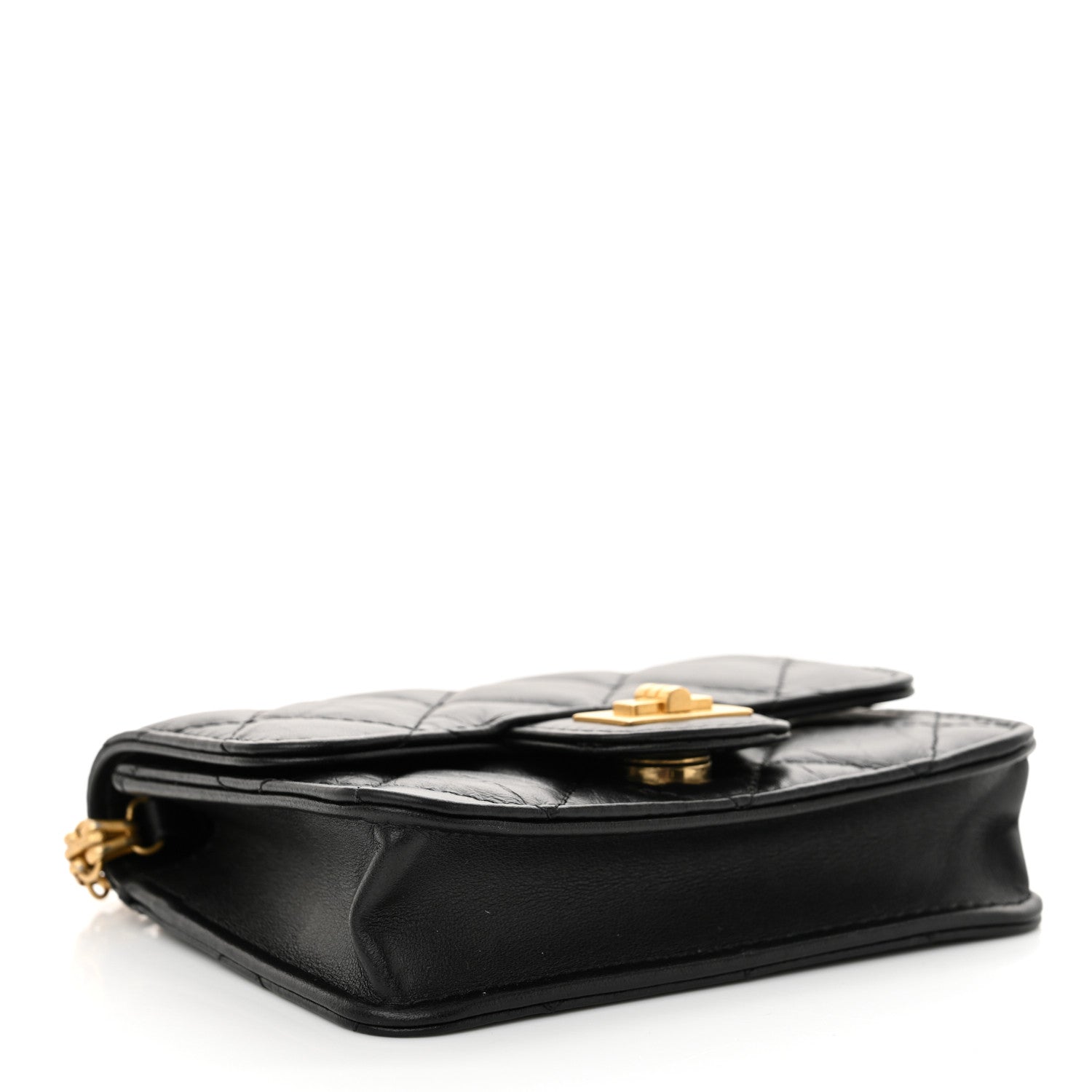 Aged Calfskin Quilted Reissue Belt Bag Black