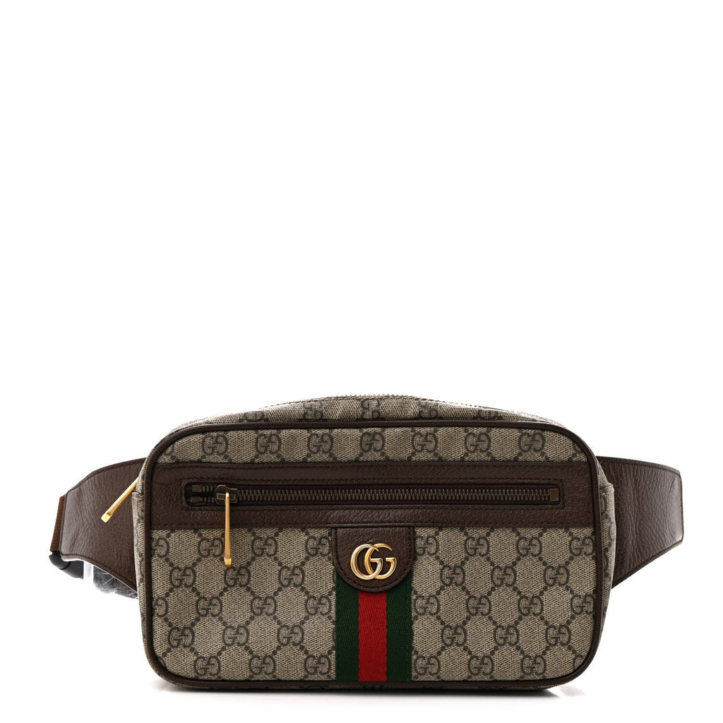 Soft GG Supreme Monogram Medium Ophidia Belt Bag Dark Brown