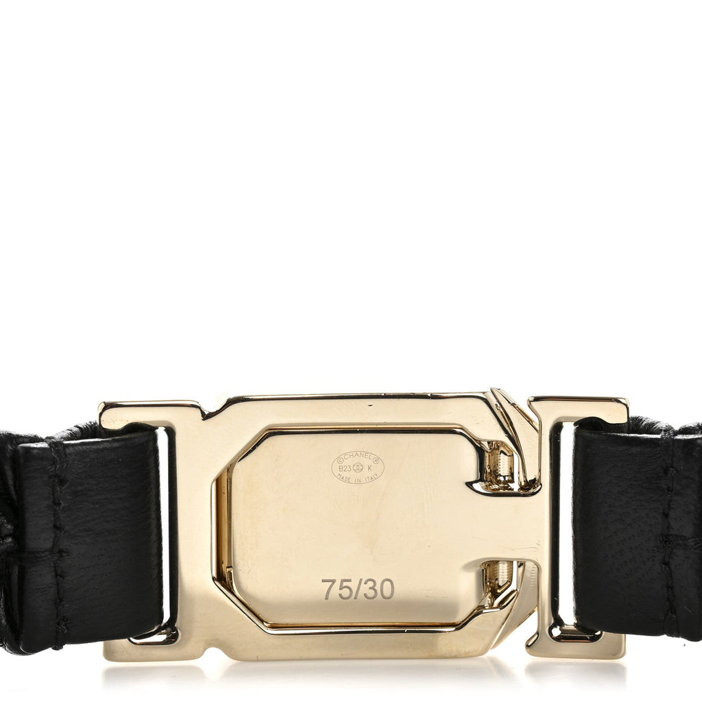 Lambskin Ruched Crystal CC Belt 75 30 Black