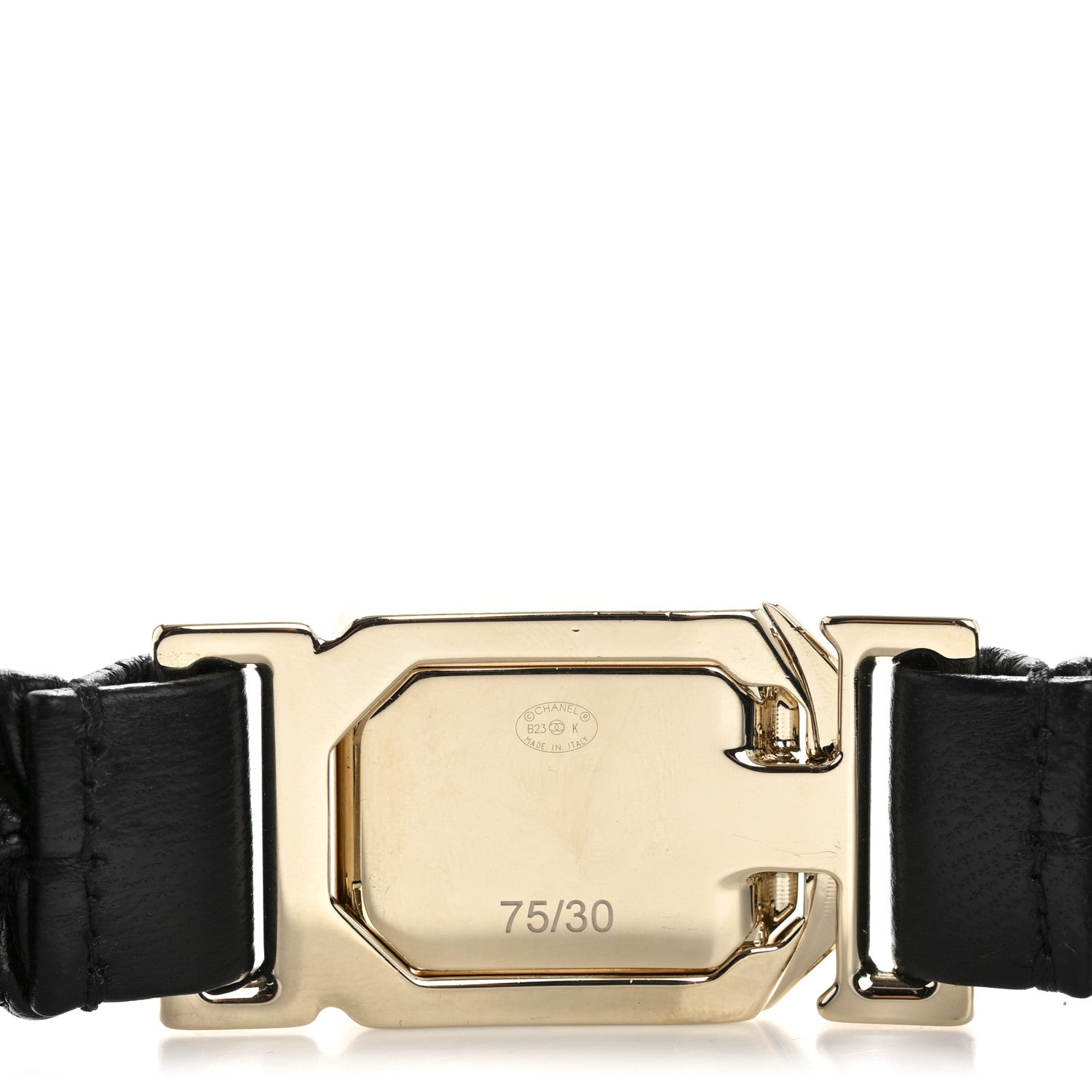 Lambskin Ruched Crystal CC Belt 75 30 Black