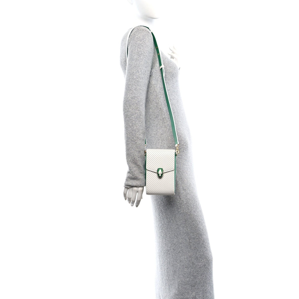 X CASABLANCA Calfskin Serpenti Forever Apres Vertical Pochette Tennis Green White