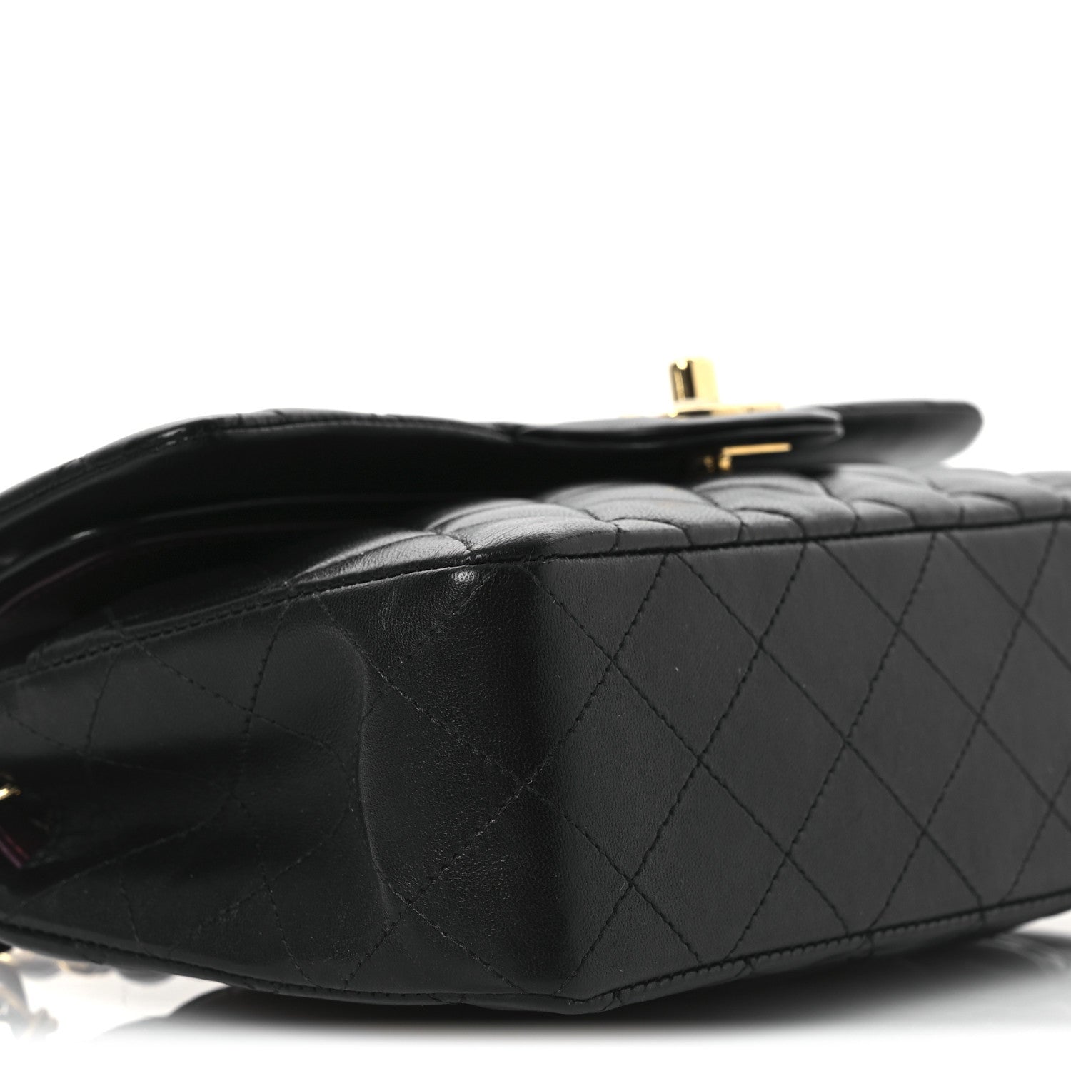 Lambskin Quilted Small Double Flap Black