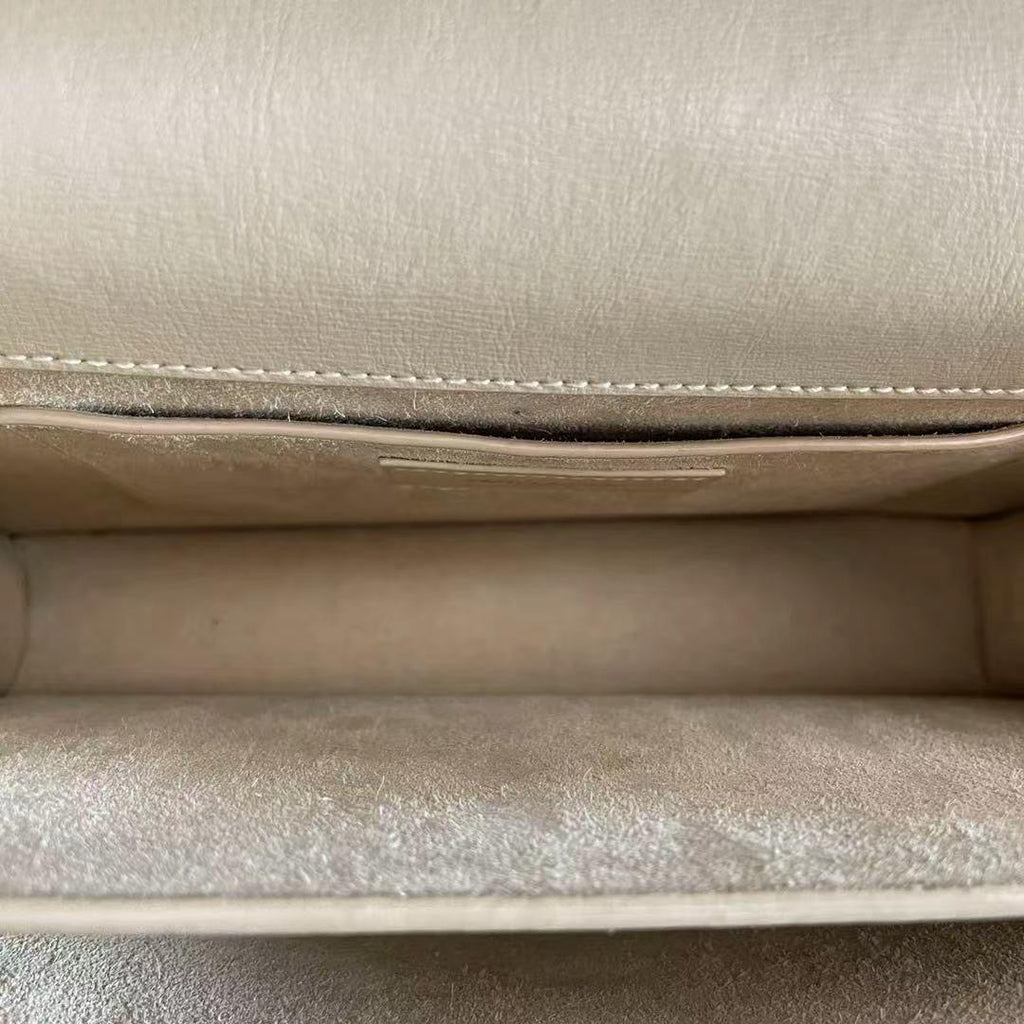 Saint Laurent Sunset Bag Medium Calfskin Monogram Beige with Gold Hardware