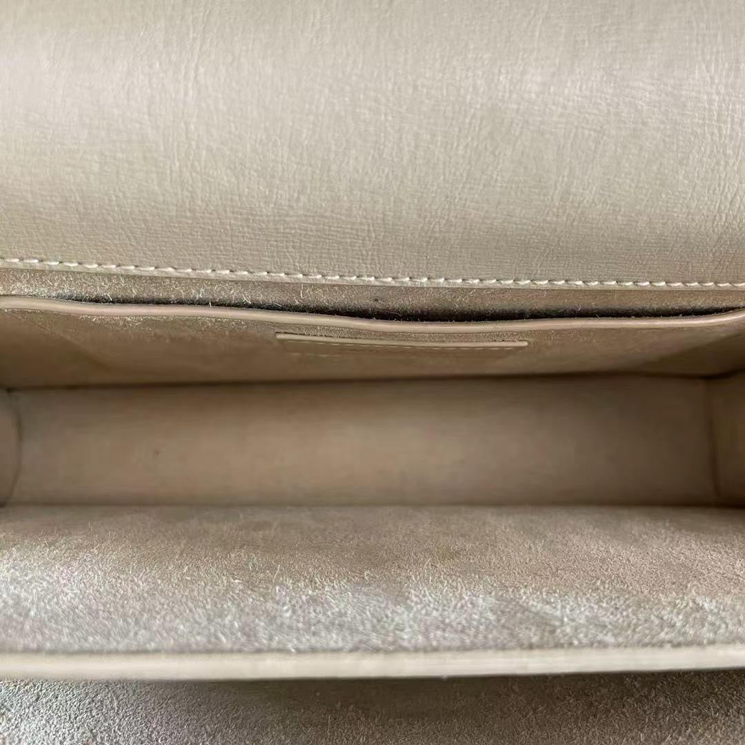 Saint Laurent Sunset Bag Medium Calfskin Monogram Beige with Gold Hardware