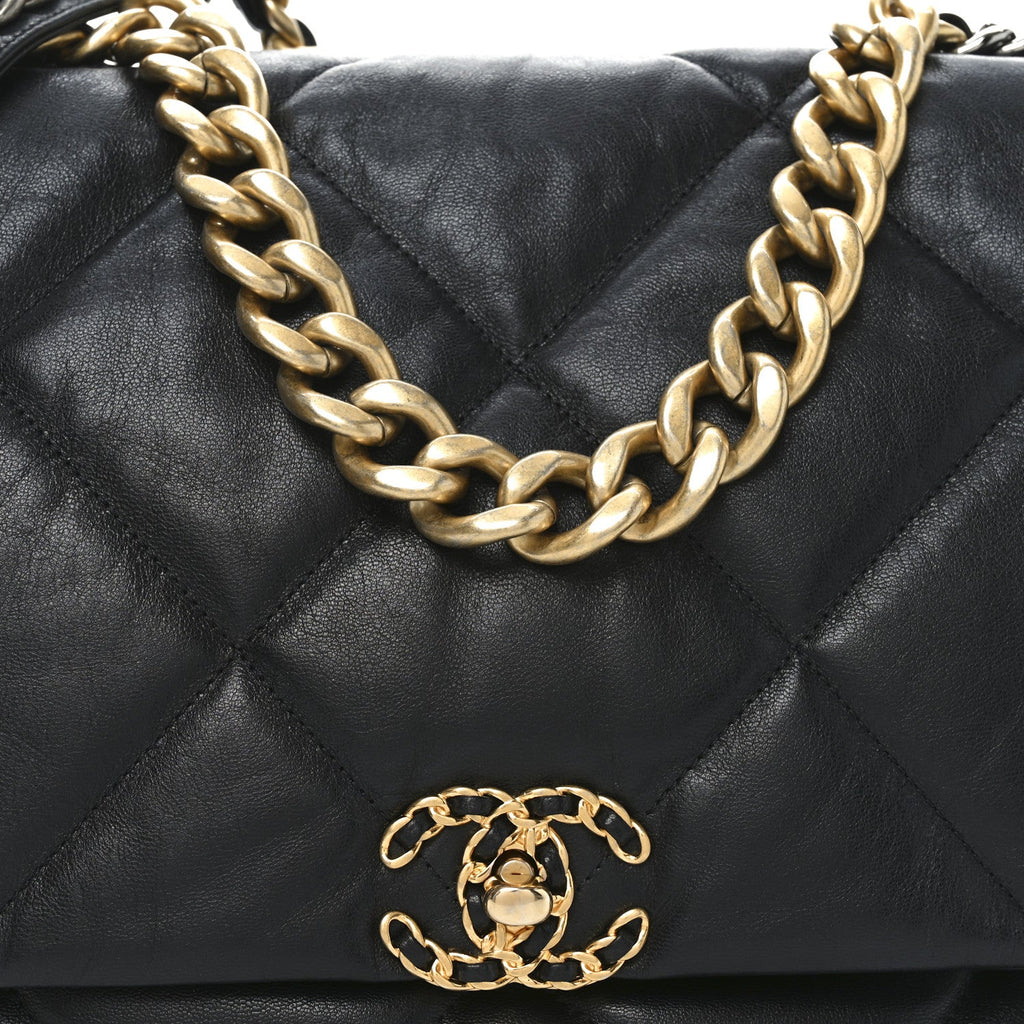 Goatskin Quilted Maxi Chanel 19 Flap Black