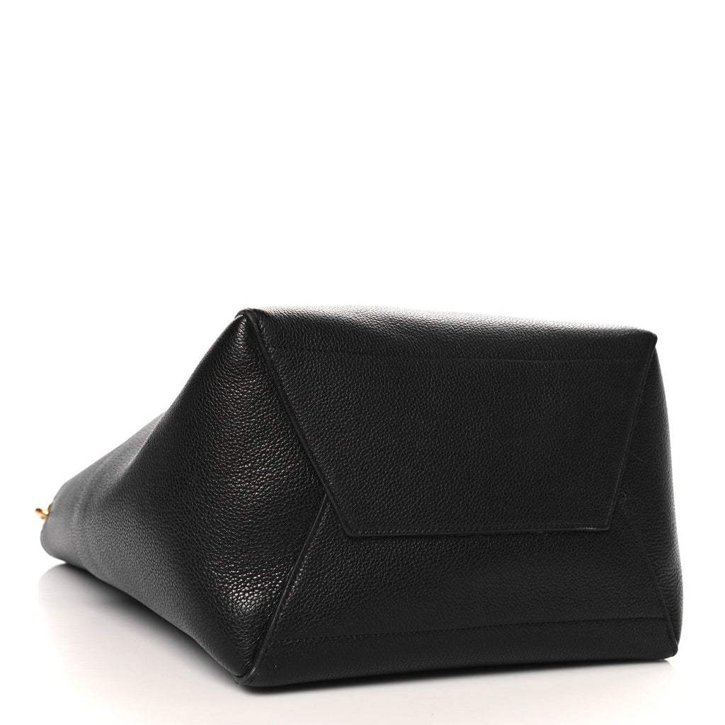 Soft Grained Calfskin Sangle Bucket Bag Black