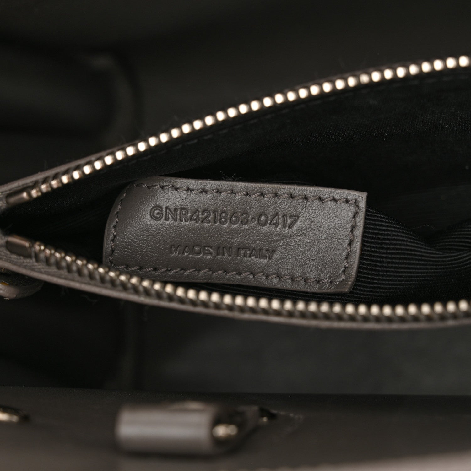 Grained Calfskin Topstich Baby Sac De Jour Grey