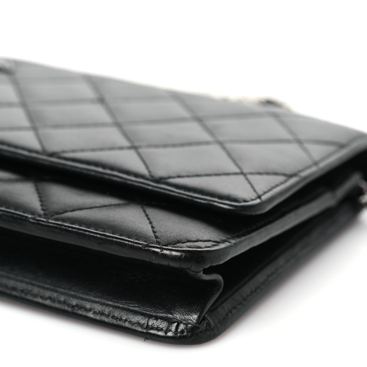 Calfskin Quilted Cambon Wallet on Chain WOC Black