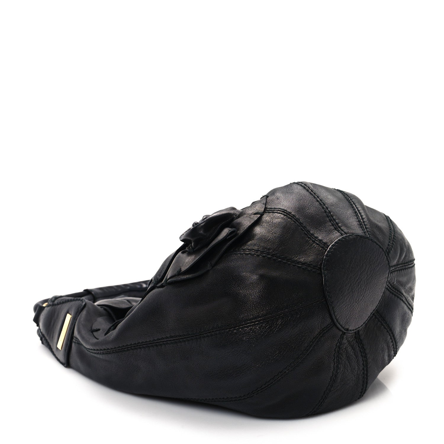 Nappa Rosette Bucket Bag Black