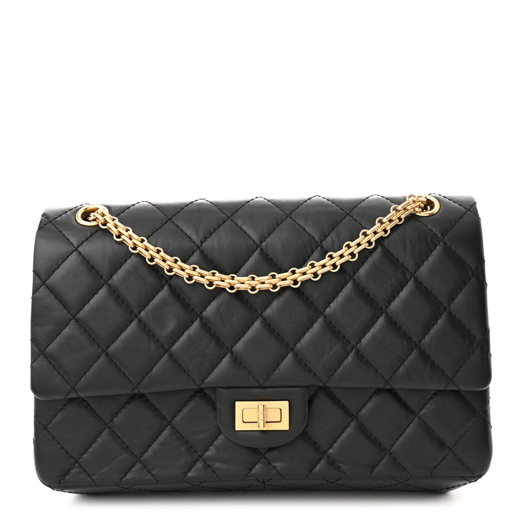 Aged Calfskin Quilted 2.55 Reissue 226 Flap Black