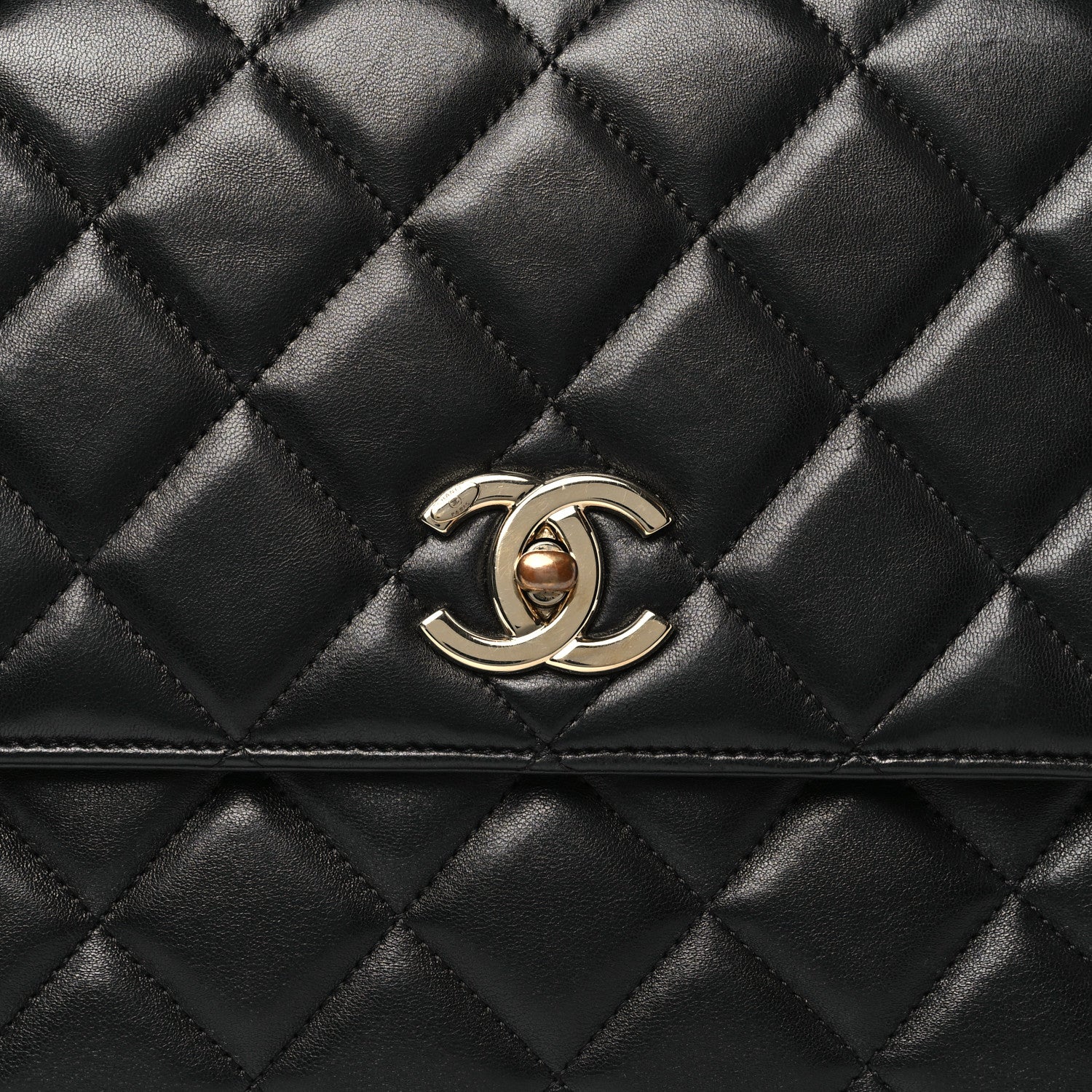 Lambskin Quilted Large Trendy CC Dual Handle Flap Bag Black