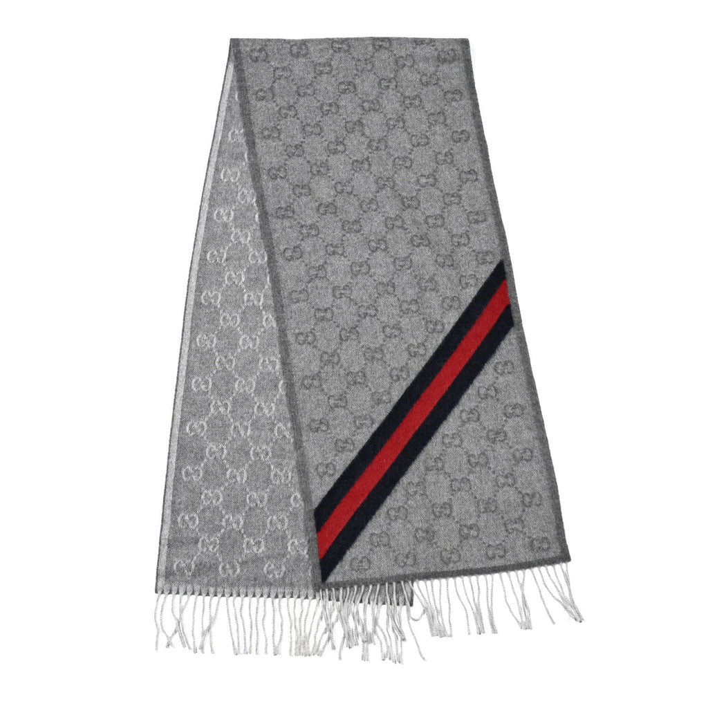 Wool Angora Monogram Web New Nikky Scarf Zinc Blue
