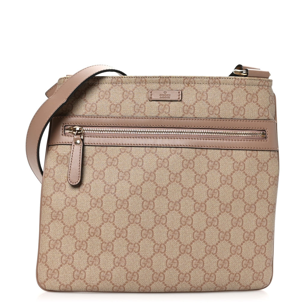 GG Supreme Monogram Selleria Calfskin Small Flat Messenger Bag Pink