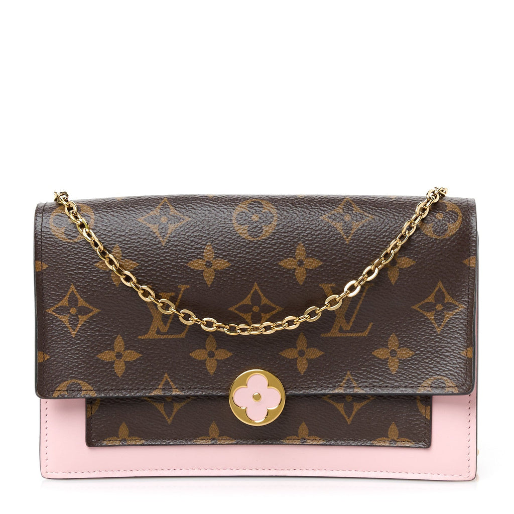 Monogram Flore Chain Wallet Rose Ballerine