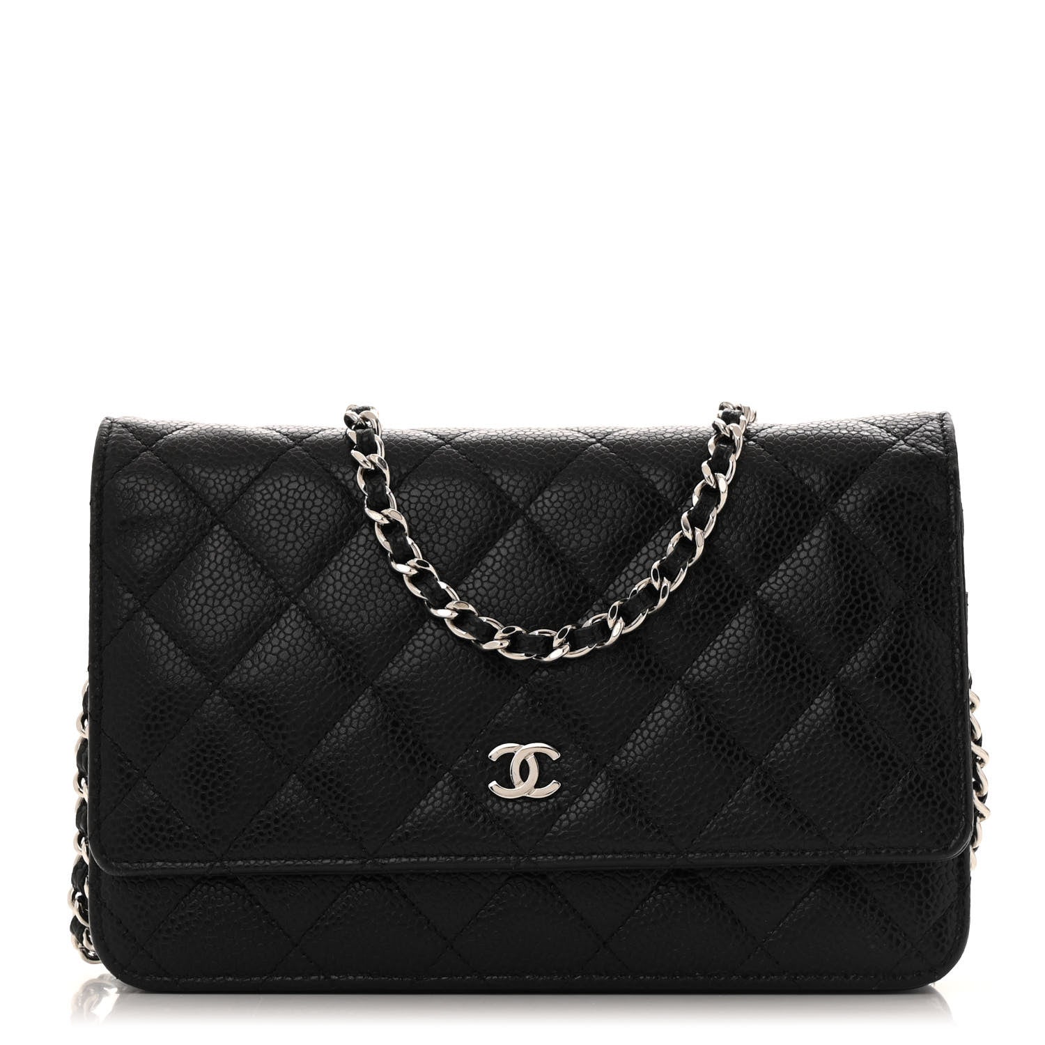 Caviar Quilted Wallet on Chain WOC Black