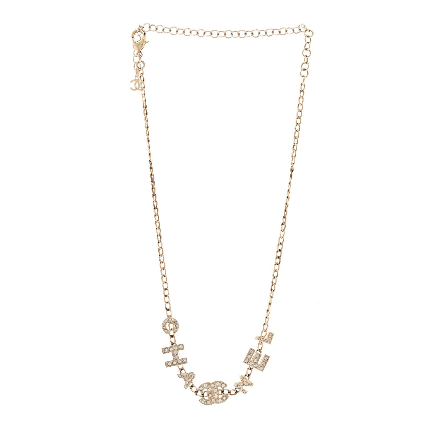 Crystal CC Letter Chain Necklace Gold