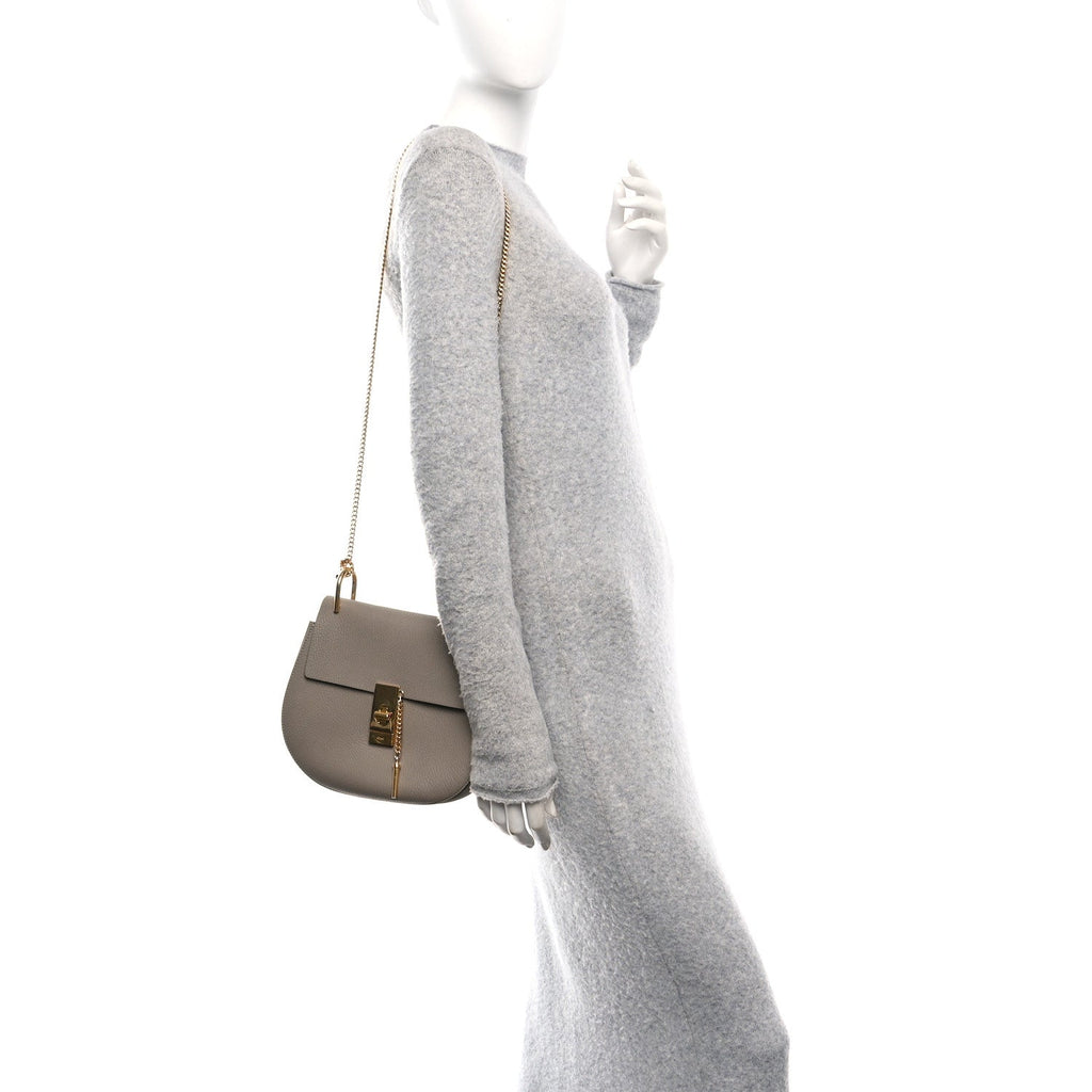 Grained Lambskin Mini Drew Shoulder Bag Motty Grey