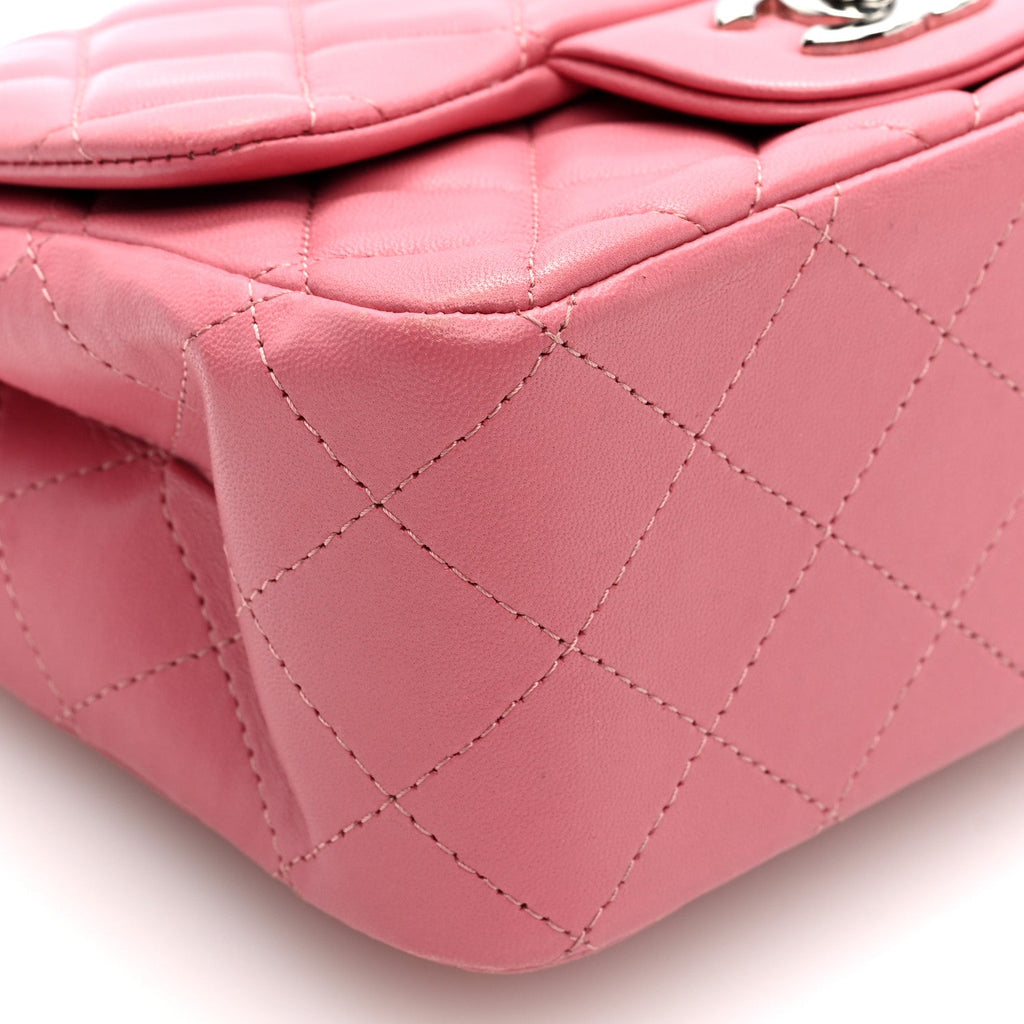 Lambskin Quilted Mini Square Flap Pink