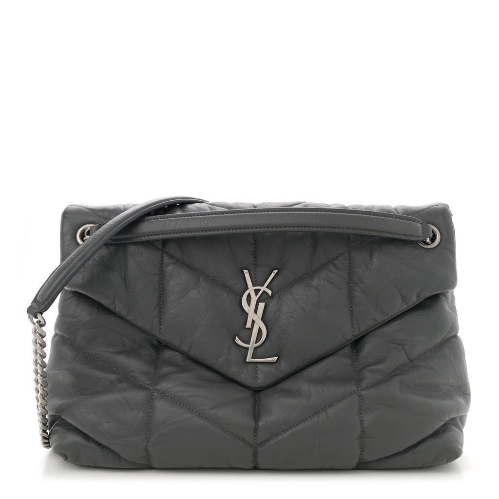 Calfskin Quilted Medium Loulou Puffer Monogram Chain Satchel Storm