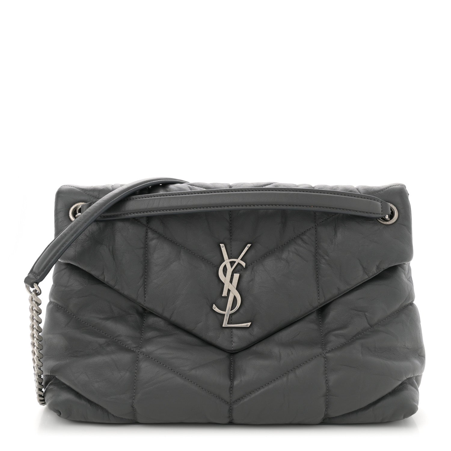 Calfskin Quilted Medium Loulou Puffer Monogram Chain Satchel Storm