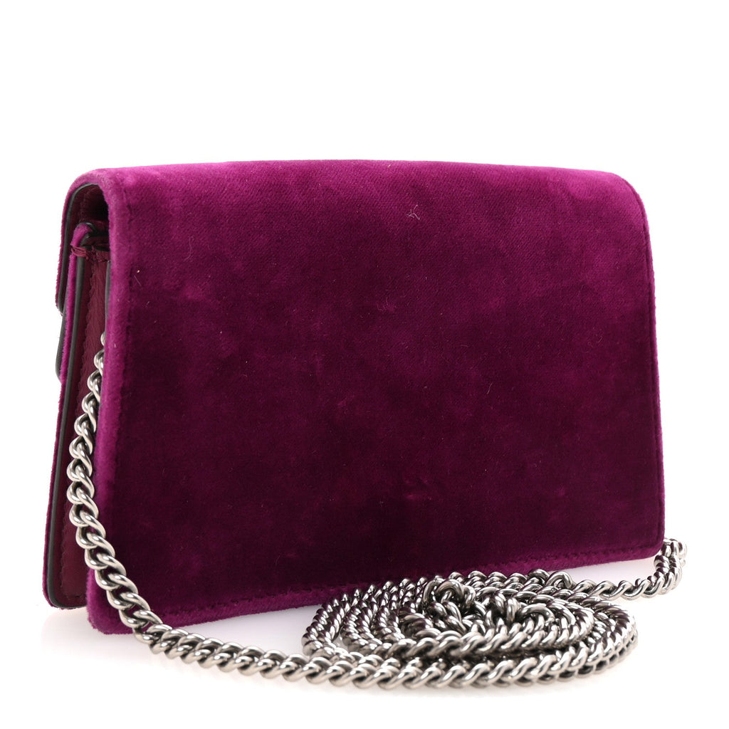 Velvet Super Mini Dionysus Shoulder Bag Fuchsia Violet Cyclamen