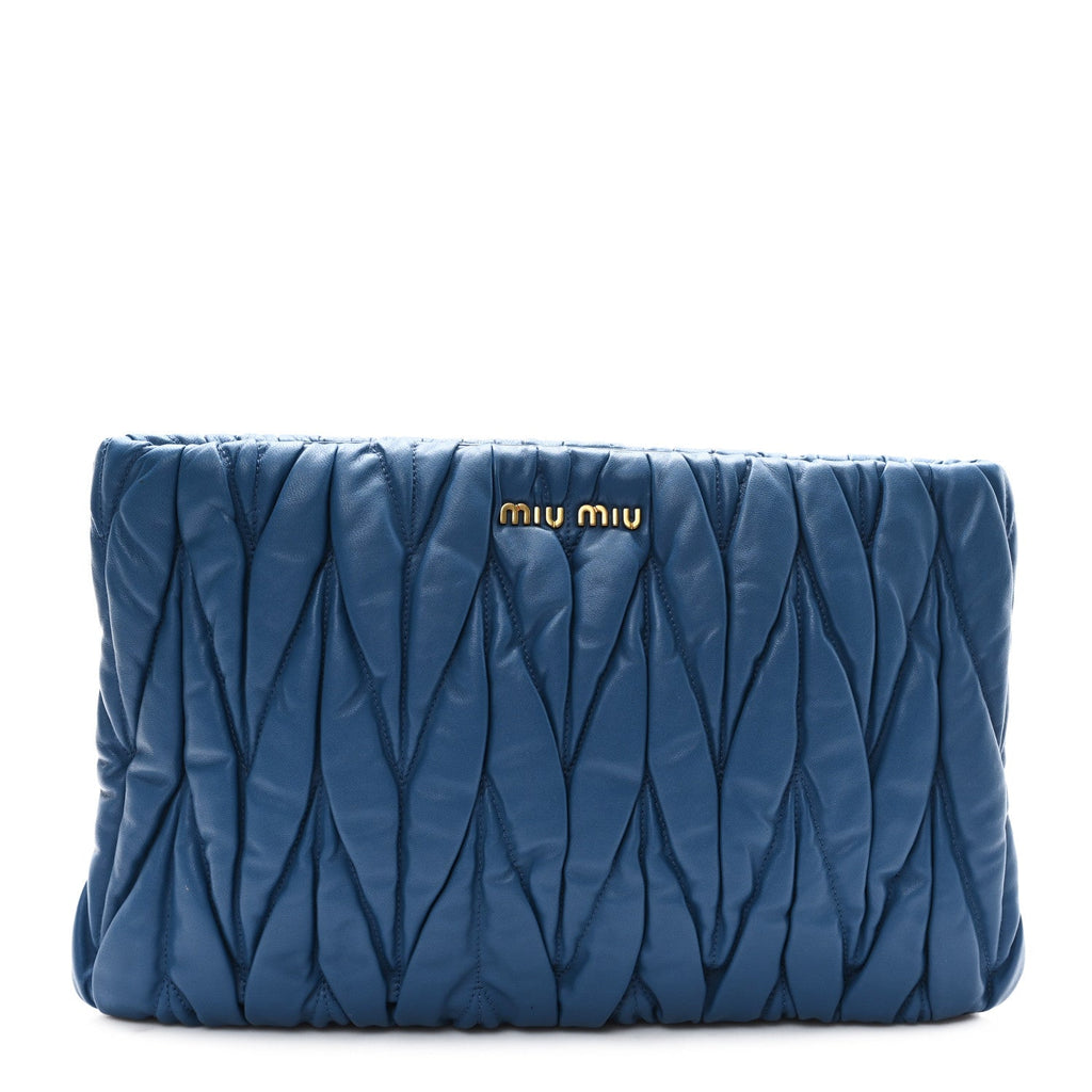 Nappa Matelasse Large Lux Pouch  Laguna