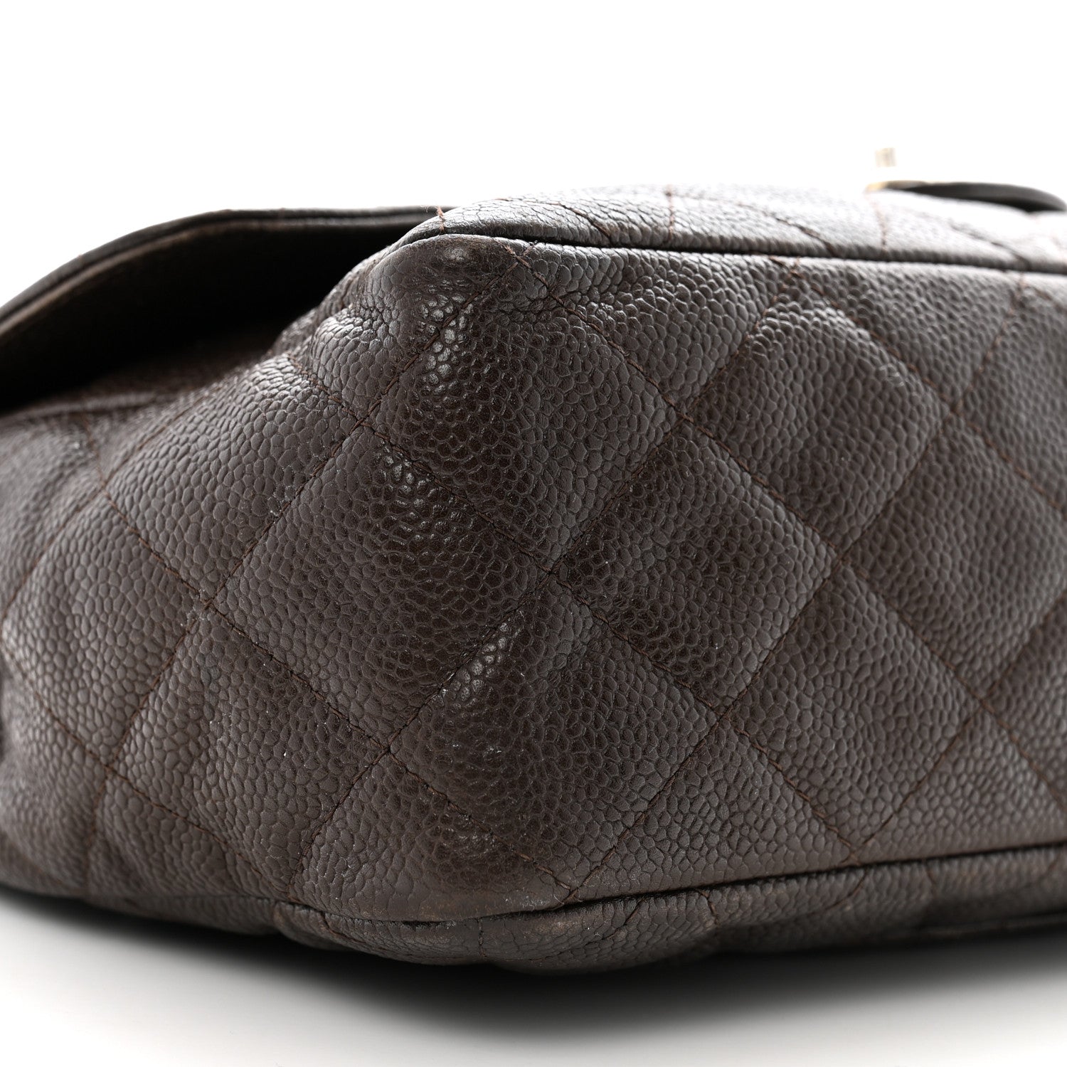 Caviar Quilted Jumbo Single Flap Dark Brown