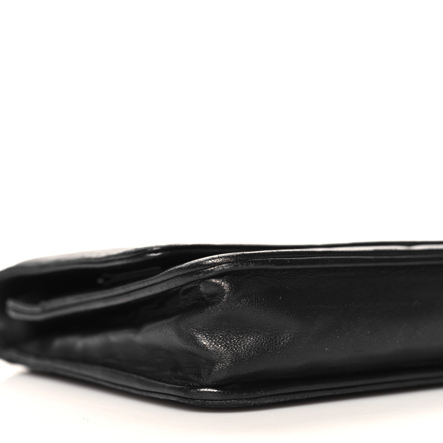 Lambskin Camellia Embossed Wallet On Chain WOC Black